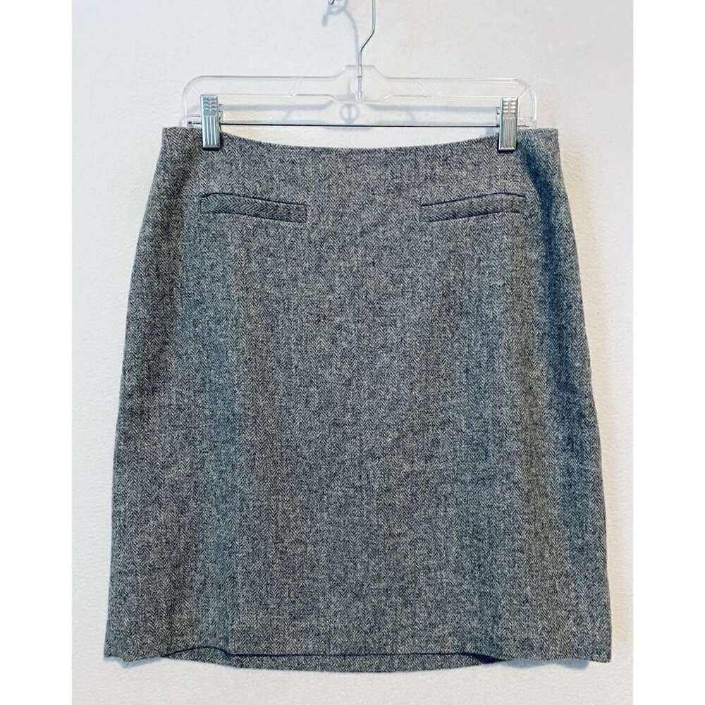 Talbots Skirt Womens 8 Gray Herringbone Mini Wool  Academia Quiet Luxury Career